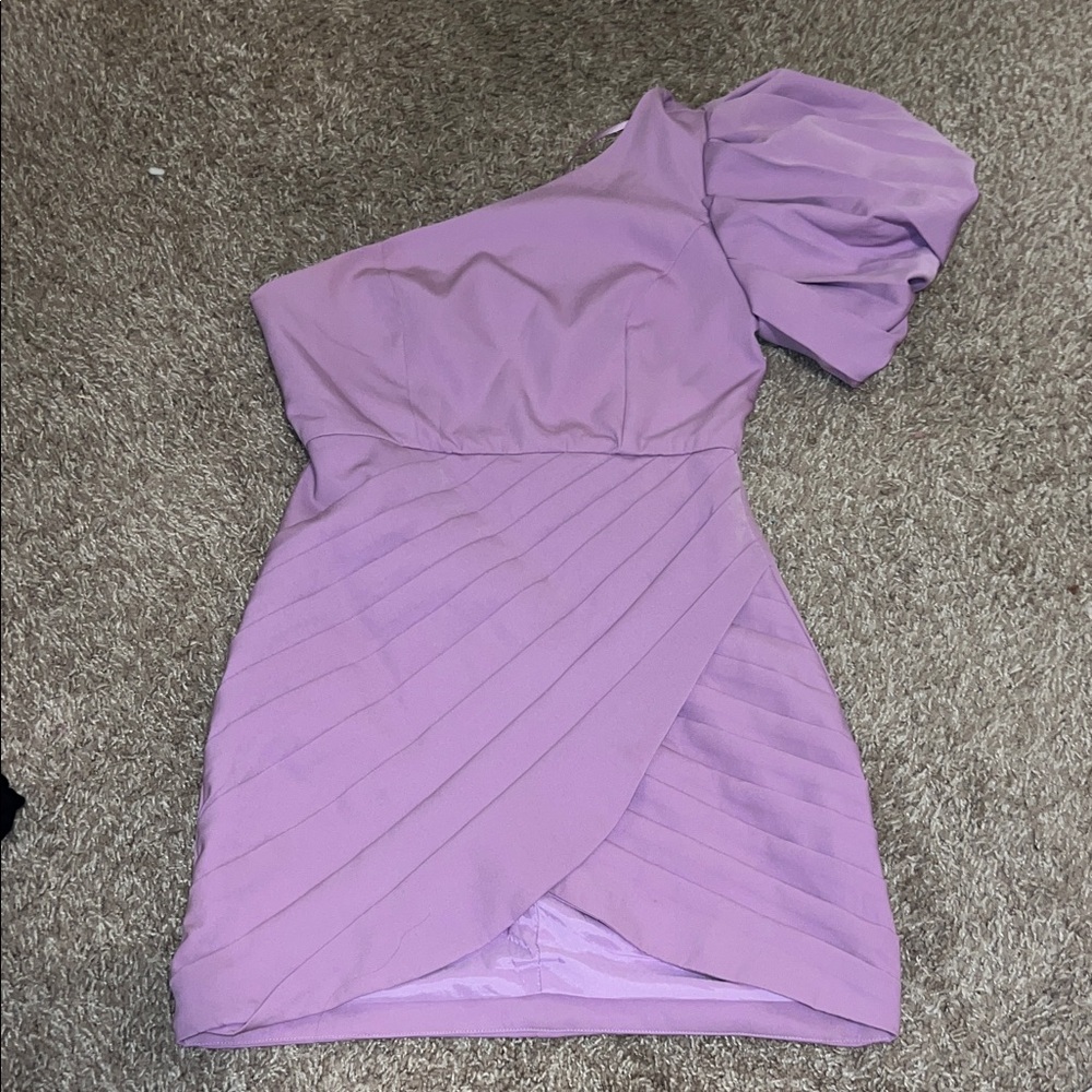 Elegant One-Shoulder Purple Dress